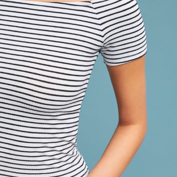 NWT Off the Shoulder Striped Shirt - Picture 2 of 3